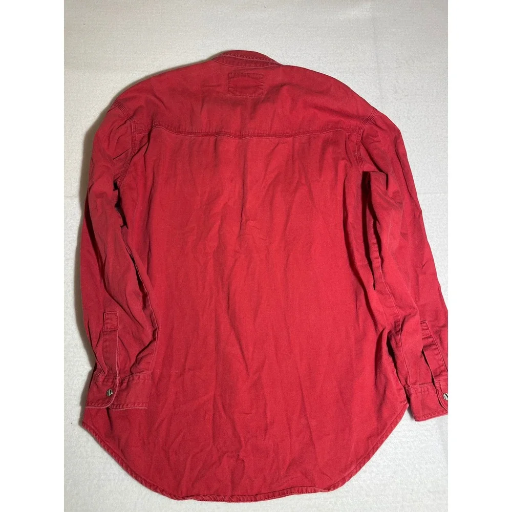 Vintage 90s Levis Modern Authentics Red Western Pearl Snap Retro Shirt Cotton